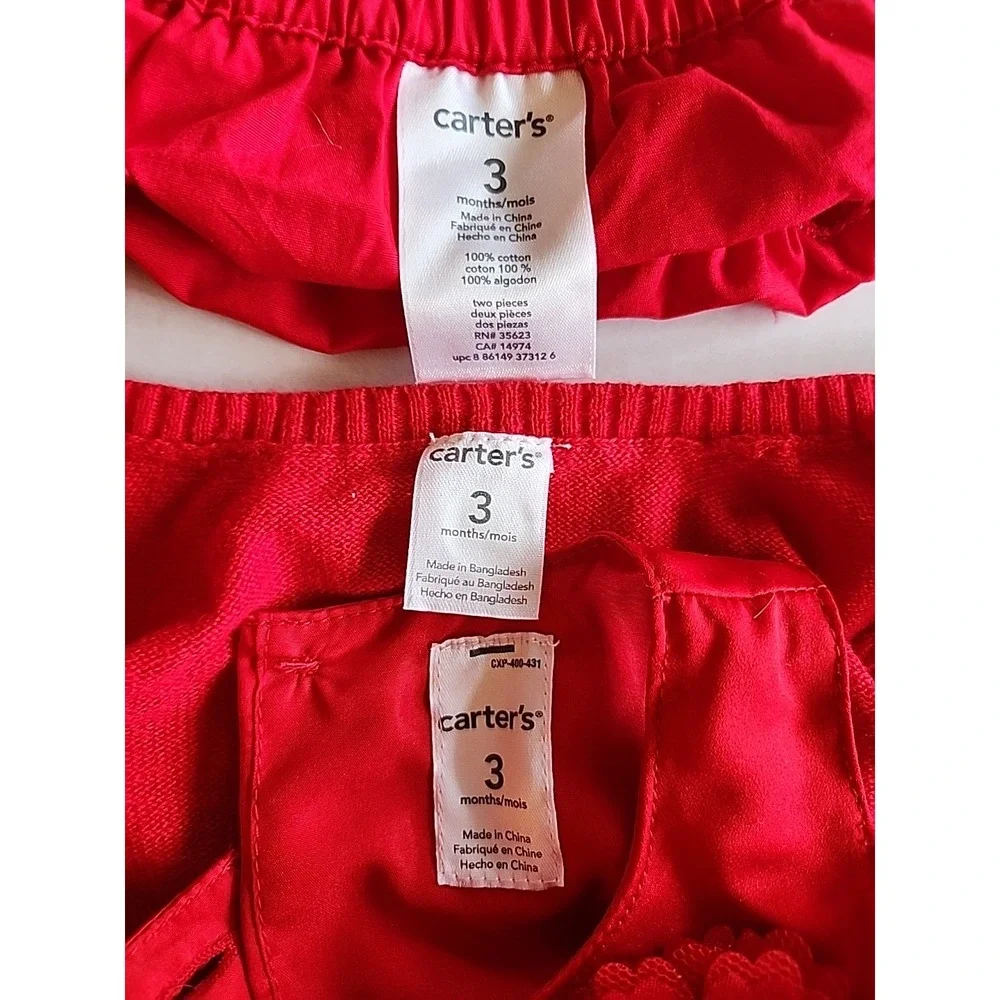 Holiday Dress Bloomers Sweater Christmas Party‎ 3 Piece Red Infant Girls Sz 3M